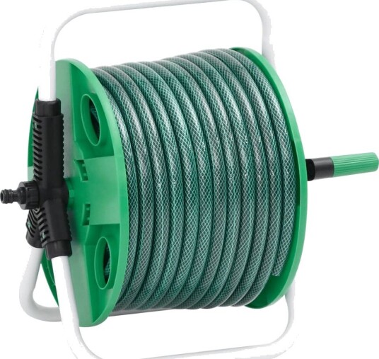 vidaXL Frittstående slangetrommel grønn med 20 m slange PVC