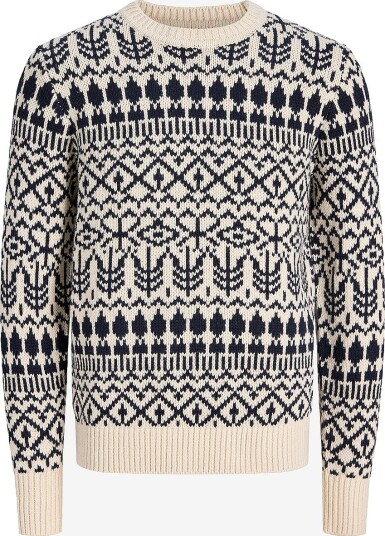 Jack & Jones   Genser Jprbluclark Knit Pattern Crew Neck   Hvit