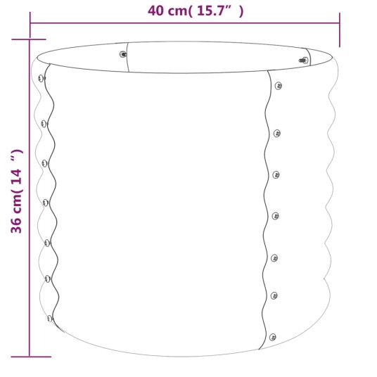 vidaXL Plantekasse pulverlakkert stål 40x40x36 cm grønn