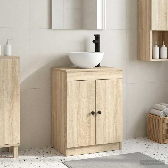  Badmøbel med vask Sonoma eik 54 x 35 x 83 cm Konstruert tre