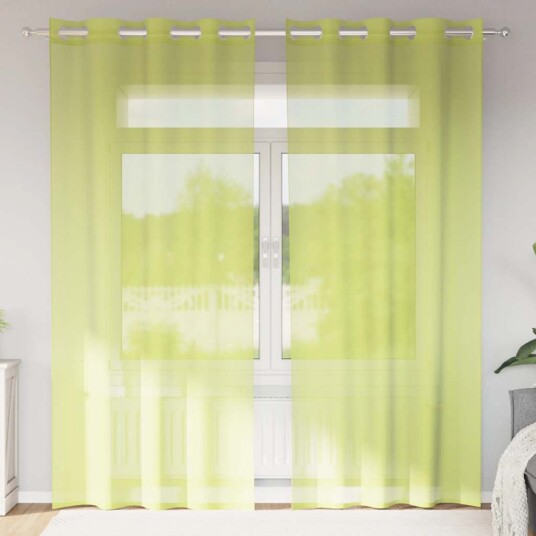 Voilegardiner med grommets 2 stk eplegrønn 140x225 cm 8721158550712
