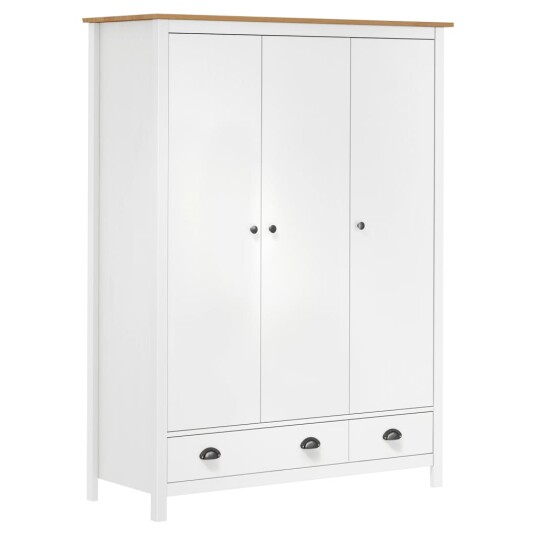 vidaXL Garderobeskap 3 dører Hill hvit 127x50x170 cm heltre furu
