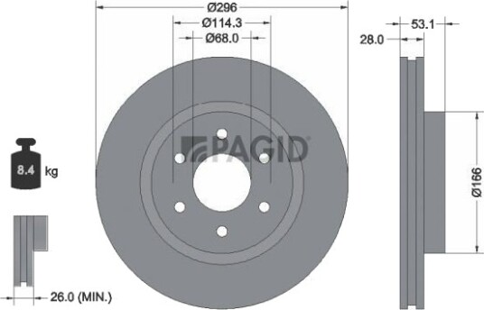 PAGID 55858NC Bremseskive PAGID 55858NC Bremseskive