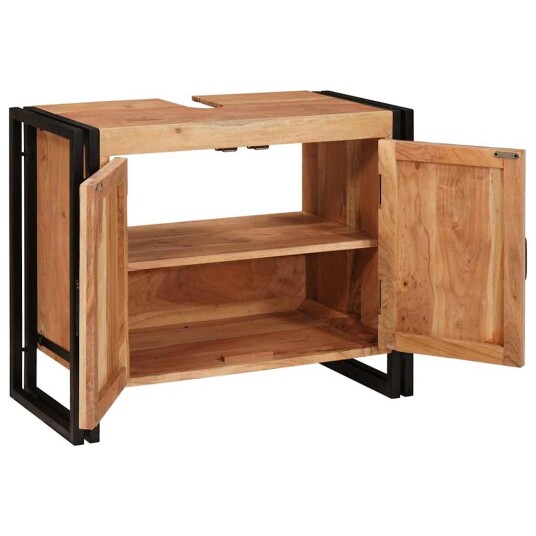  Servantskap til bad 71 x 33 x 58 cm Massiv Akasietre Jern