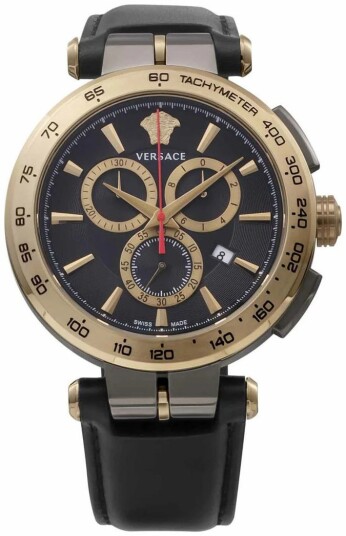 Versace Herreklokke VE6CA0323 Aion Sort/Lær Ø45 mm Versace Herreklokke VE6CA0323 Aion Sort/Lær Ø45 mm