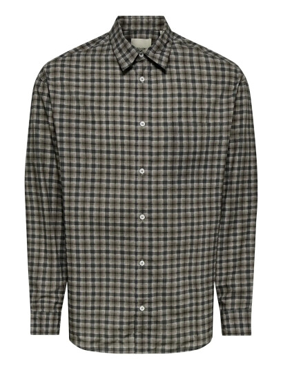 ONLY & SONS Onsbali Poplin Checked Rlx Fit L/S Shirt - Grey - S