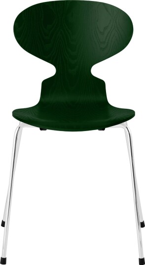 Fritz Hansen - 3101 Myran 4 Ben Färgad Ask Evergreen Underrede Förkromat Stål Spisestoler Arne Jacobsen Grønn Metall/tre