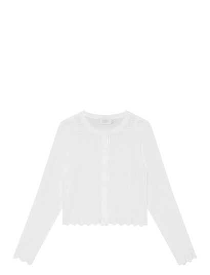 Creamie Cardigan Pointelle White 110