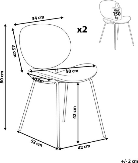 Spisestuestol Luana, sett med 2, brun-svart - Brun-svart