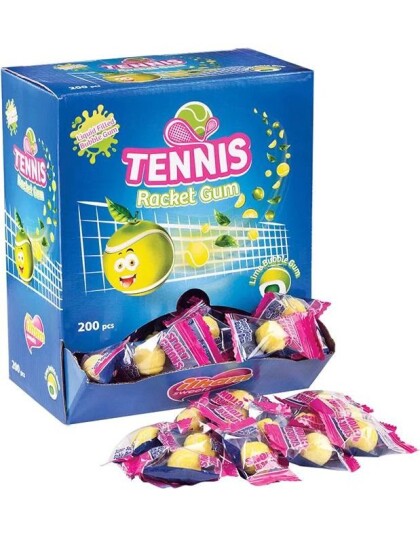 200 stk Tennis Racket Gum Fylte Tyggegummi Tennisballer med Limesmak Hel Eske 920 gram