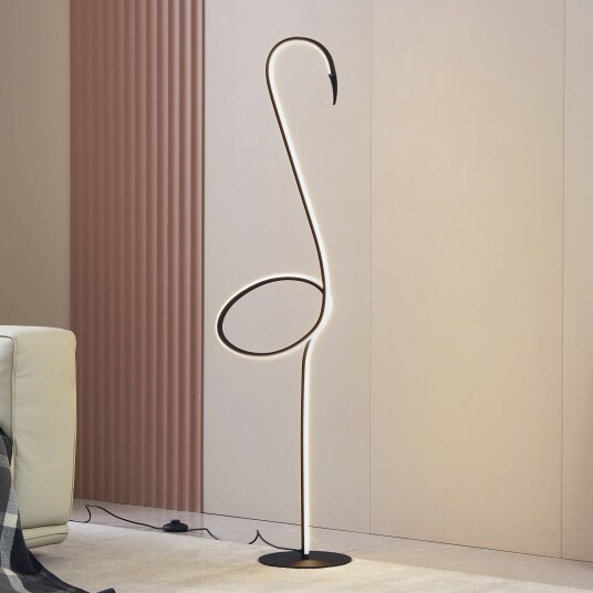 Lindby LED-gulvlampe Pajaro 130 cm svart CCT dimbar