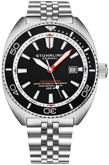 Stührling Original Herreklokke 1008.02 Depthmaster Sort/Stål Ø45 mm Stührling Original Herreklokke 1008.02 Depthmaster Sort/Stål Ø45 mm