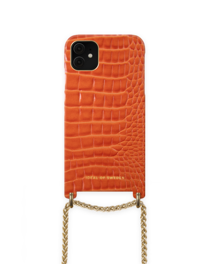 iDeal of Sweden Lilou Necklace Case Orange Croco Iphone 11/xr