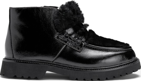 Laura Bellariva Penny loafer boots with shearling 39 sort dame
