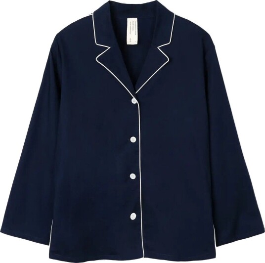 Desmond and Dempsey 402 Long Pyjama Set   NAVY   M