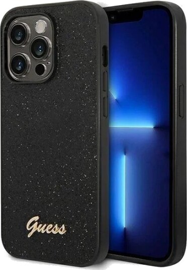 GUESS Glitter Script Case for iPhone 14 Pro Black