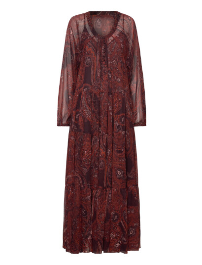 Mango Paisley Print Oversized Dress Burgundy L Mango Paisley Print Oversized Dress Burgundy L