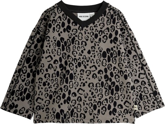Mini Rodini Genser Leopard Børstet Topp Grå/Svart Mini Rodini 6 7 år 116 122 Genser 116 112