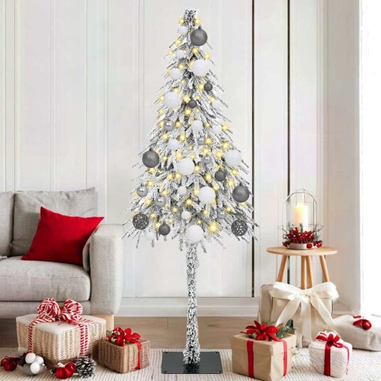  Juletre med 300 LED med stativ Hvit 180 cm PE og stål