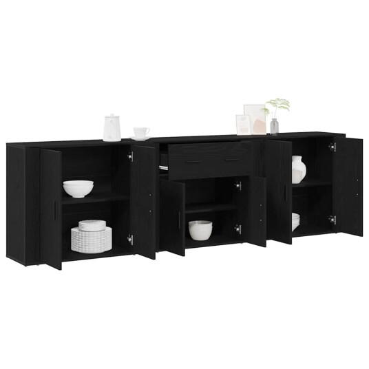  Sideboard med skuff Svart Eik 240 x 33 x 70 cm Konstruert tre