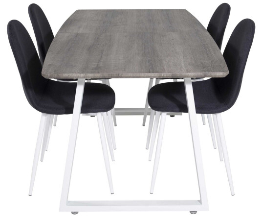 Venture Design Inca & Polar spisegruppe Grå/svart 4 st stoler & bord 160 x 85 cm