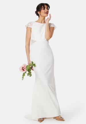 Y.A.S Christina Maxi Train Dress Star White L