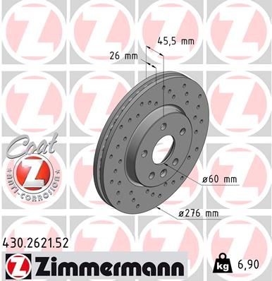 Bremseskive ZIMMERMANN 430.2621.52