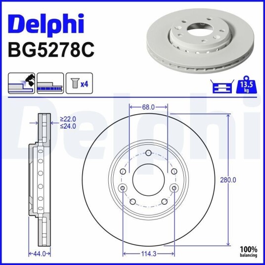 Bremseskive DELPHI BG5278C
