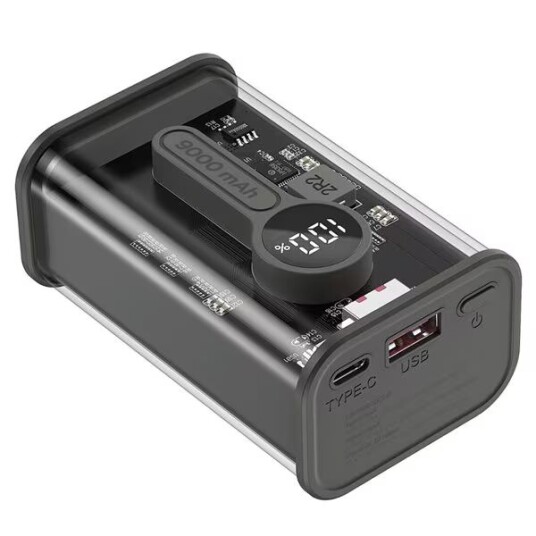 Kompakt powerbank 9000mah med hurtiglading QC3.0 1xUSB 1xUSB-C