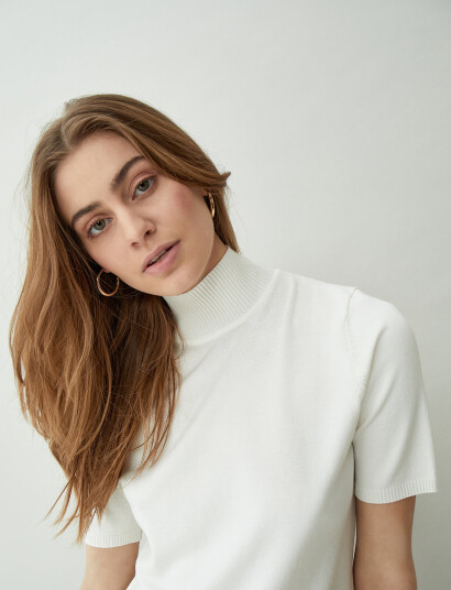 Minus Lima Rullekrave Strik - White - XXL