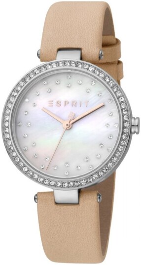 Esprit Dameklokke ES1L199L1015 Hvit/Lær Ø34 mm