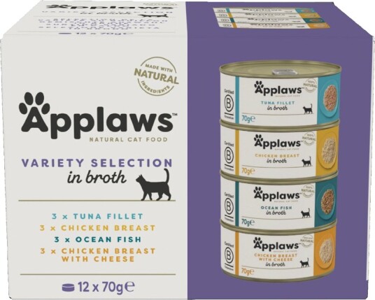 Applaws Adult Bokser Mix Blandet Utvalg I Buljong 12 X 70 G