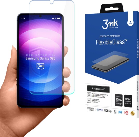 3Mk FlexibleGlass Skjermbeskytter for Samsung Galaxy S25 - Slagfast og Splash-Proof
