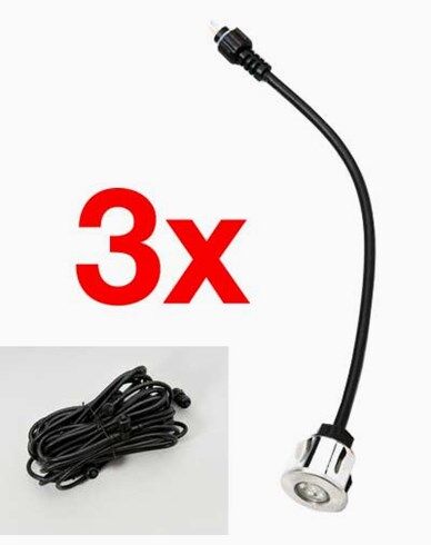 Konstsmide Tilläggsset 3 varmhvita spotlights 12V LED inkl 10m kabel. 7468-000 1733941-01-0 1733942-01-0