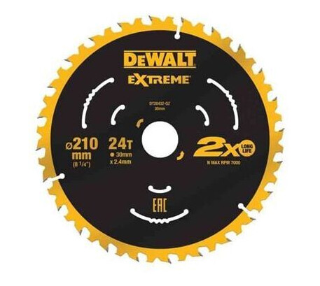 Dewalt DT20432 210mm Sirkelsagblad med 24 Tenners Karbidklinge