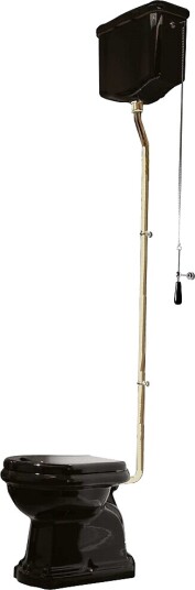 Lavabo Retro HIGH Toalett 445x705 mm, Messing/S-lås, Blank Sort