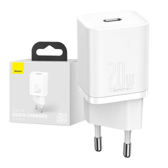 Baseus 20W USB-C Hurtiglader Hvit Mobillader