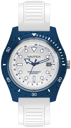 Nautica Herreklokke NAPIBZ006 Hvit/Gummi Ø46 mm