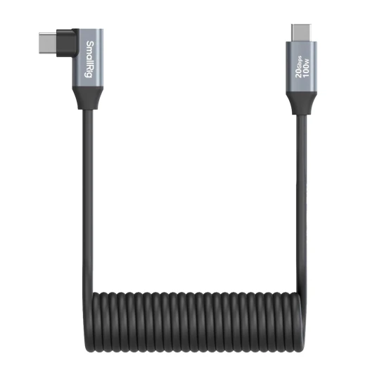 SmallRig 4792 USB-C til USB-C Rett til vinklet. Spiral. Datakabel SmallRig 4792 USB-C til USB-C Rett til vinklet. Spiral. Datakabel