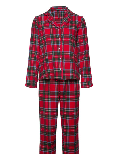 Hunkemöller Pj Ls Flannel Twill Check - Red - XS