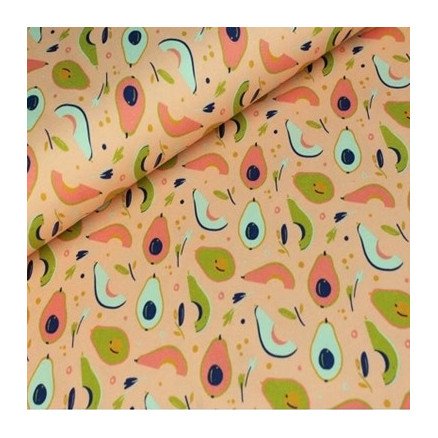 Balsløw Bomullsjersey Print Stoff 150cm 006 Frukt 50cm