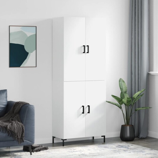 vidaXL Highboard hvit 69,5x34x180 cm konstruert tre 8720845409241