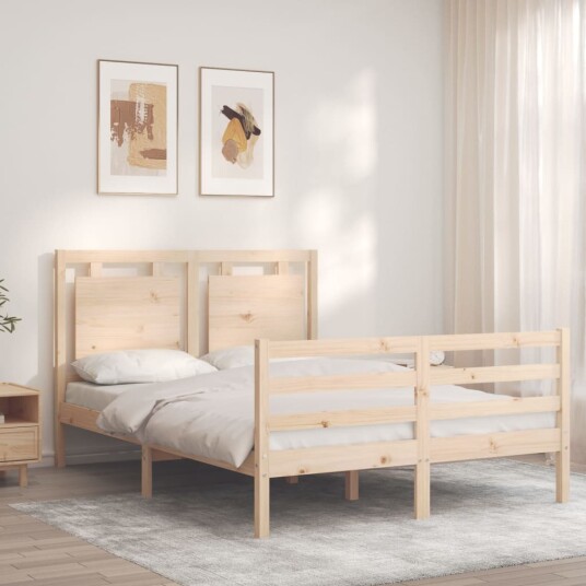 vidaXL Sengeramme med hodegavl 4FT6 double heltre 8720845991968