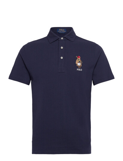 Polo Ralph Lauren Custom Slim Fit Polo Bear Mesh Polo   Navy   S