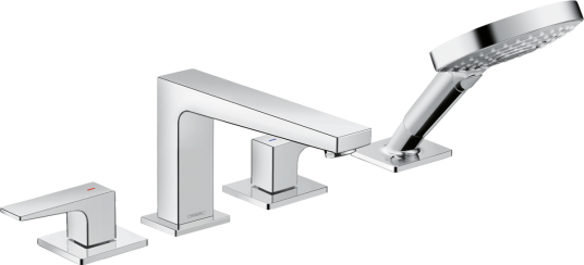 Hansgrohe Metropol 4-hulls karbatteri Til karkant, Krom