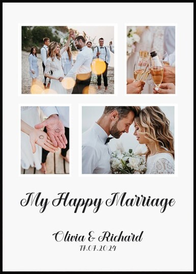 My Happy Marriage Personalized Wedding Photo Collage Plakat Plakat / 30x40cm