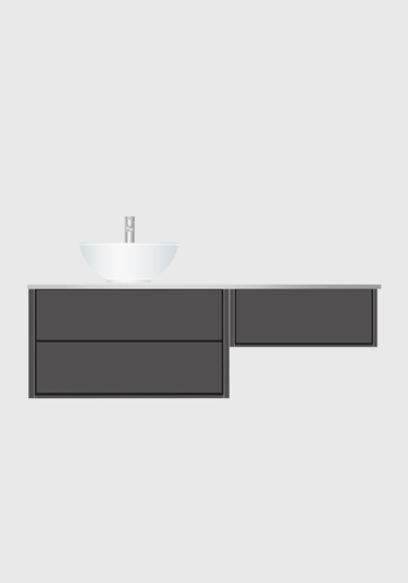 Hafa Edge 1400 Servantskap m/3 skuffer 1400x450 mm Antrasittgrå Hafa Edge 1400 Servantskap m/3 skuffer 1400x450 mm Antrasittgrå