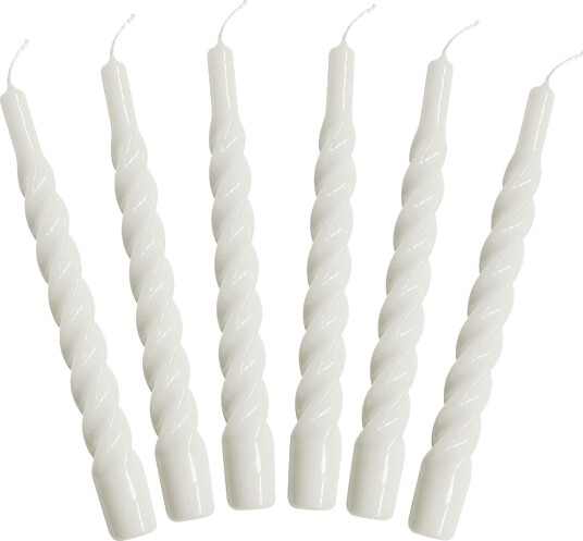 Kunstindustrien Twisted Candles, 6 Piece Box - White - ONE SIZE