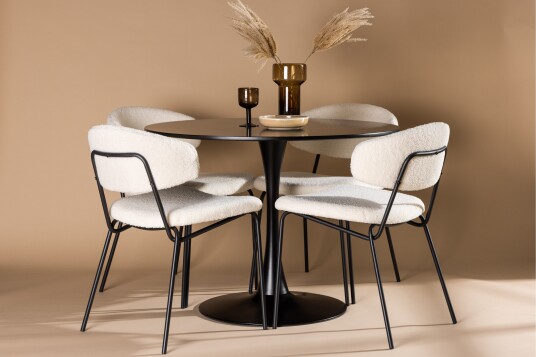 Venture Home Glade Matgruppe 100 cm Rund med 4 Chico Stoler Sort