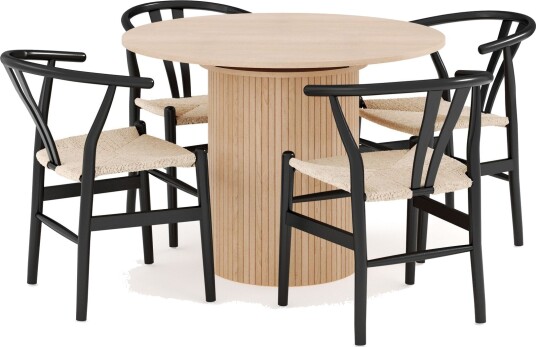 Kopparbo Spisegruppe 106 cm Forlengbar med 4 Dastoori Spisestoler - Whitewash